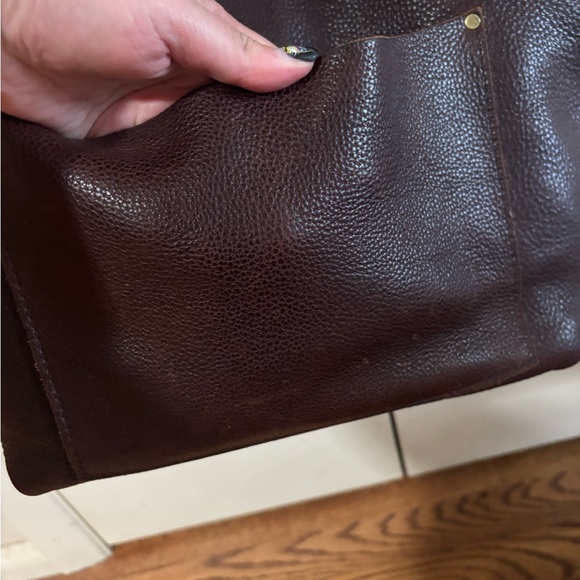 Dark Brown "Coldbrew" Pebbled Portland Leather Large Tote Bag - Picture 9 of 12